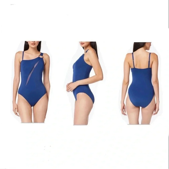 BLEU BY ROD BEATTIE RING ME UP ASYMMETRICAL ONE SHOULDER ONE PIECE - Picture 1 of 11
